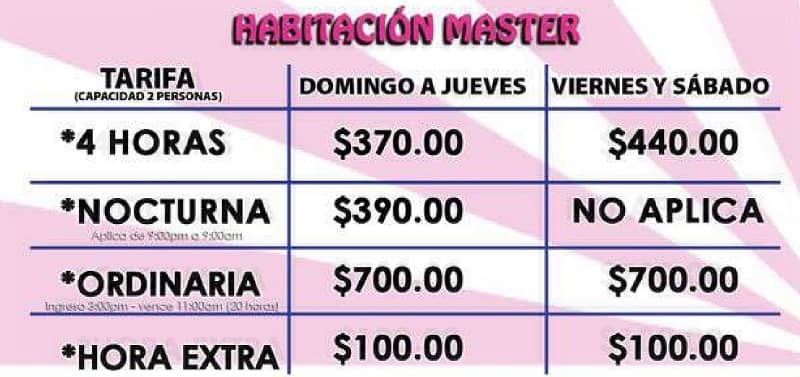 Motel Dos2 CDMX master Tarifas 2025